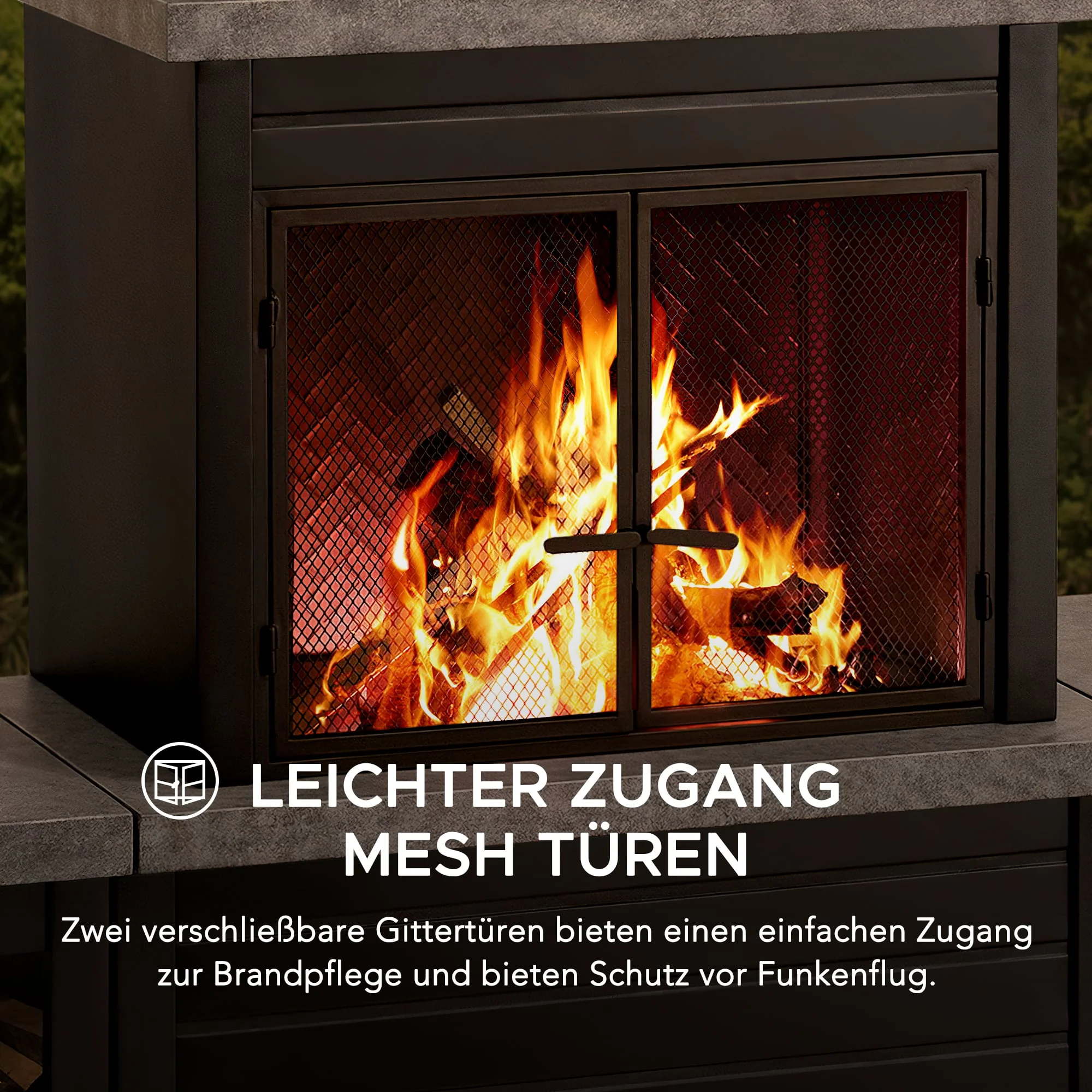 VULTURE Steel Fireplace - 194 x 51 x 148 cm, Matt Black - Image 5