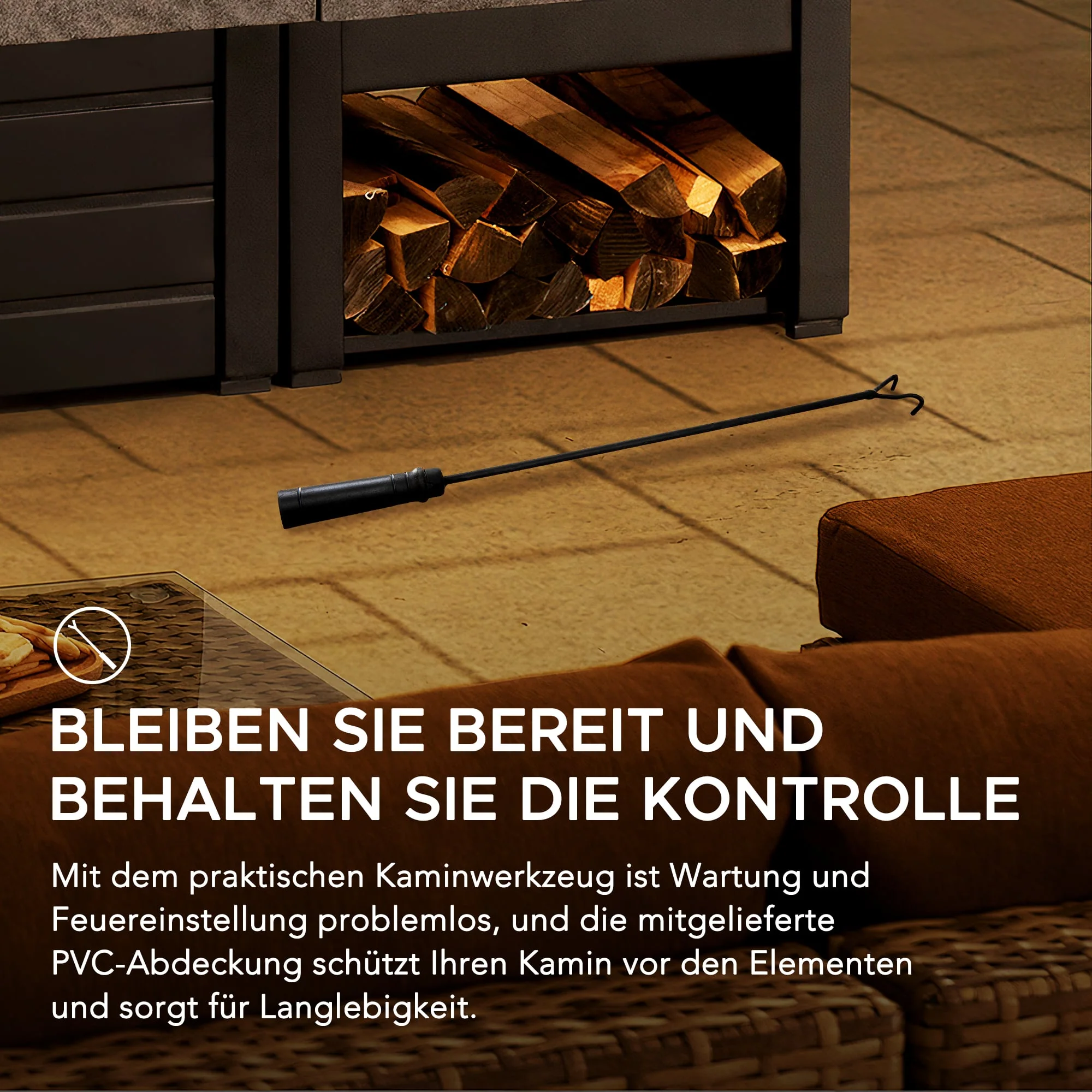 VULTURE Steel Fireplace - 194 x 51 x 148 cm, Matt Black - Image 6