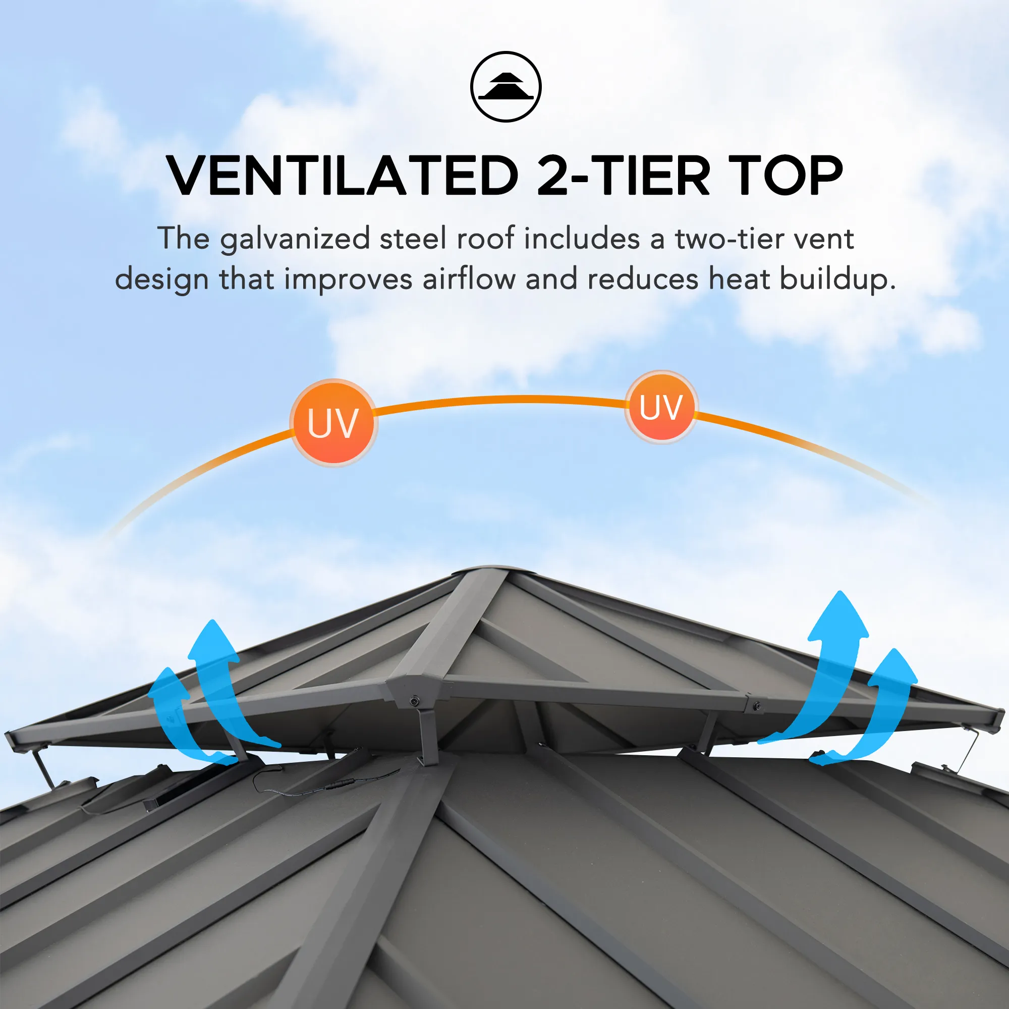 Cedar Wood Gazebo with Solar KAPS - 330cm x 330cm, Anthracite - Image 10