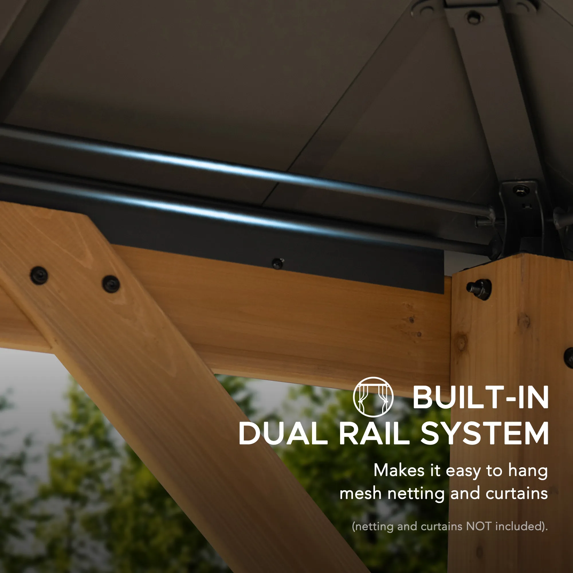 Cedar Wood Gazebo with Solar KAPS - 330cm x 330cm, Anthracite - Image 11