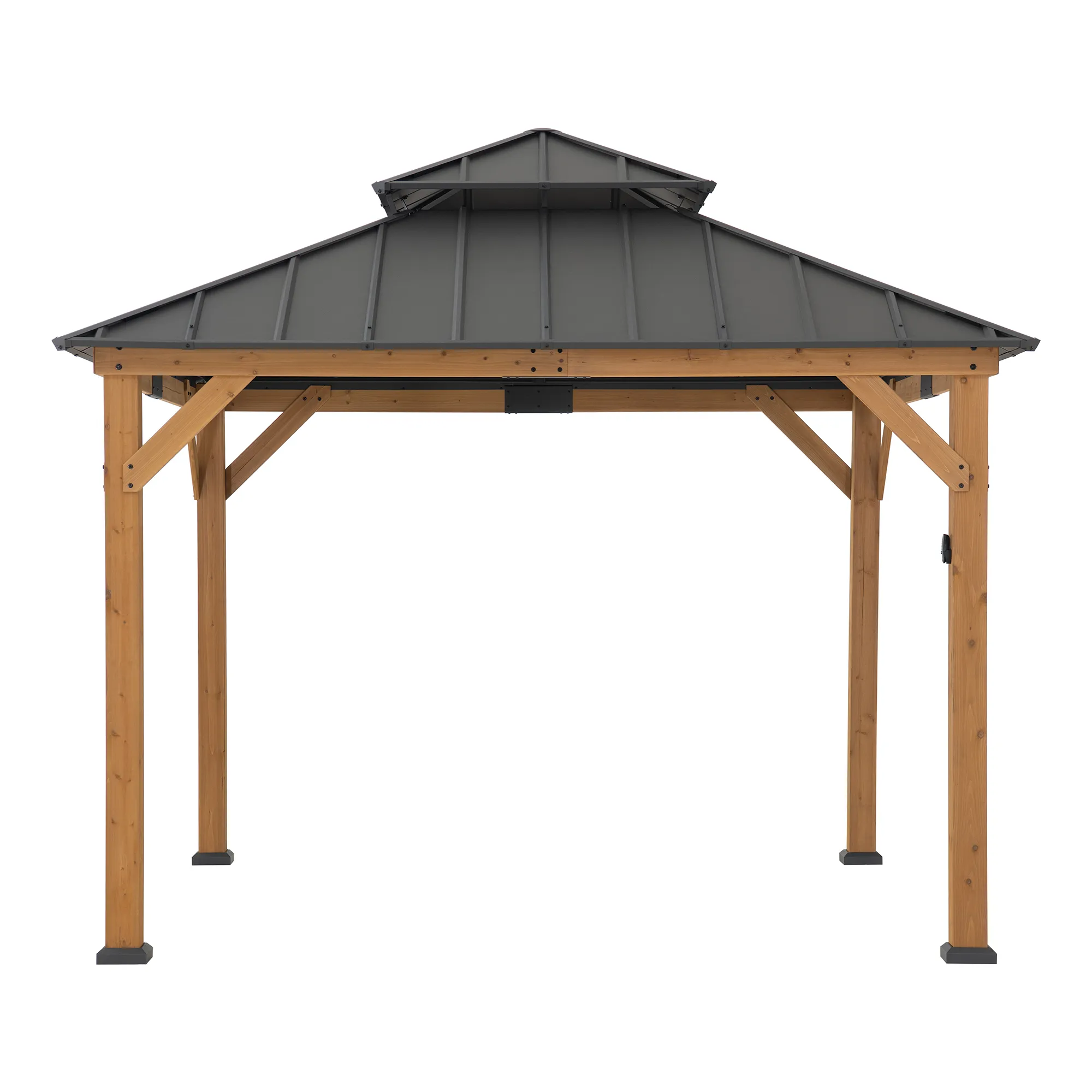 Cedar Wood Gazebo with Solar KAPS - 330cm x 330cm, Anthracite - Image 13
