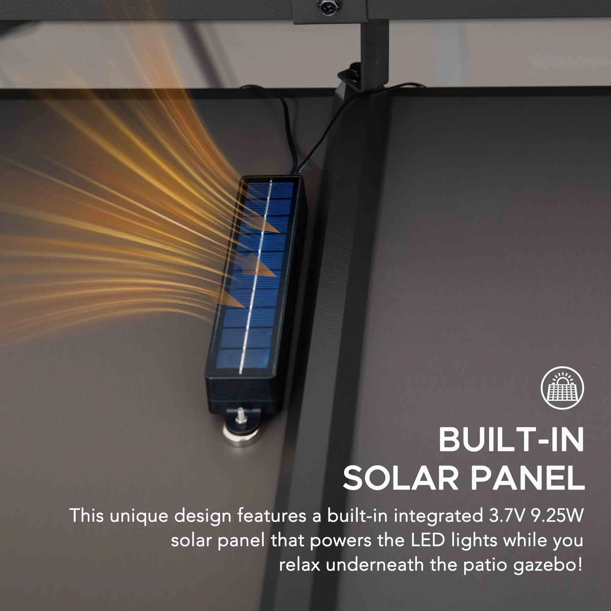 Cedar Wood Gazebo with Solar KAPS - 330cm x 330cm, Anthracite - Image 5