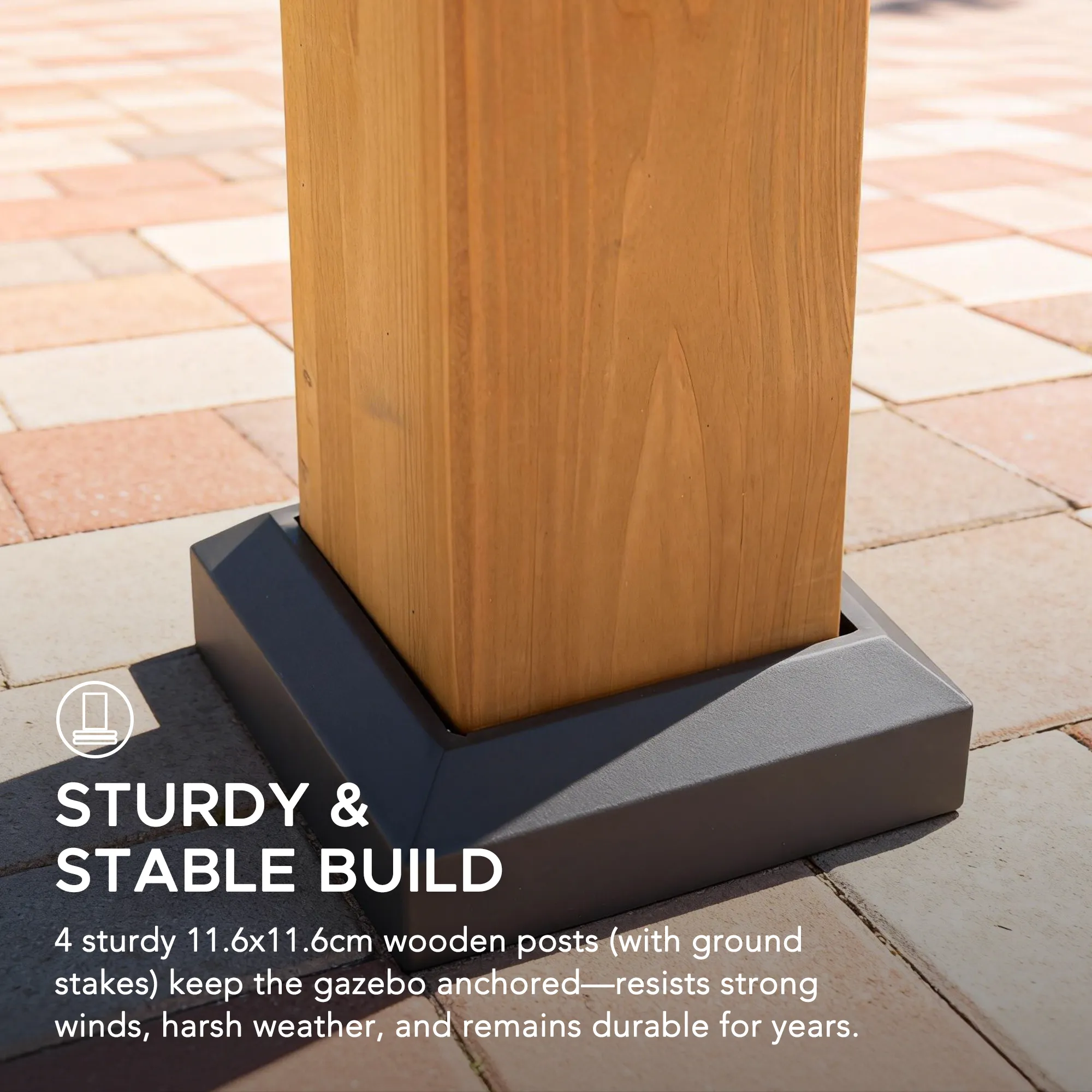 Cedar Wood Gazebo with Solar KAPS - 330cm x 330cm, Anthracite - Image 9