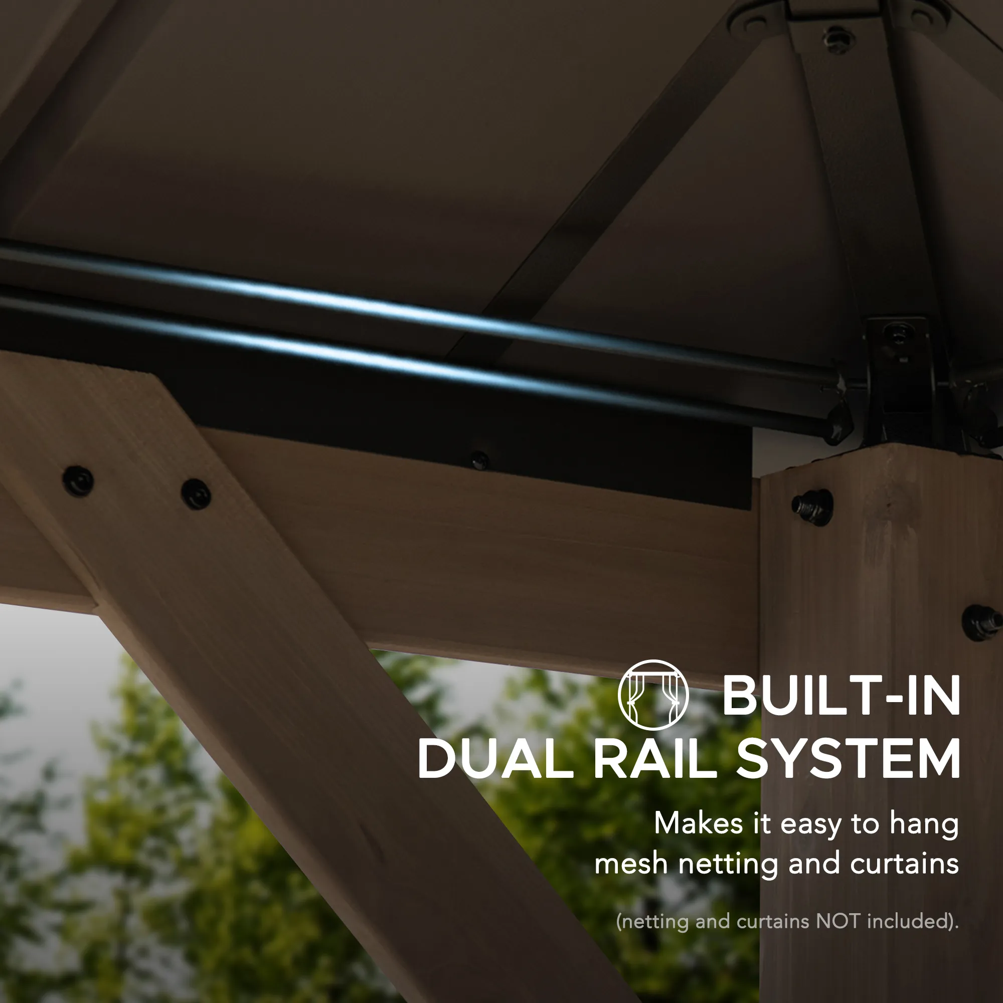 Cedar Wood Gazebo with Solar KAPS - 330cm x 330cm, Brown - Image 11