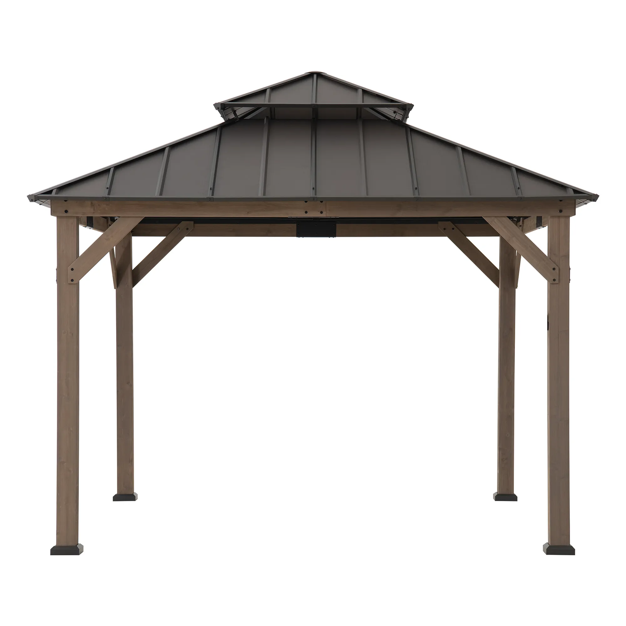 Cedar Wood Gazebo with Solar KAPS - 330cm x 330cm, Brown - Image 13