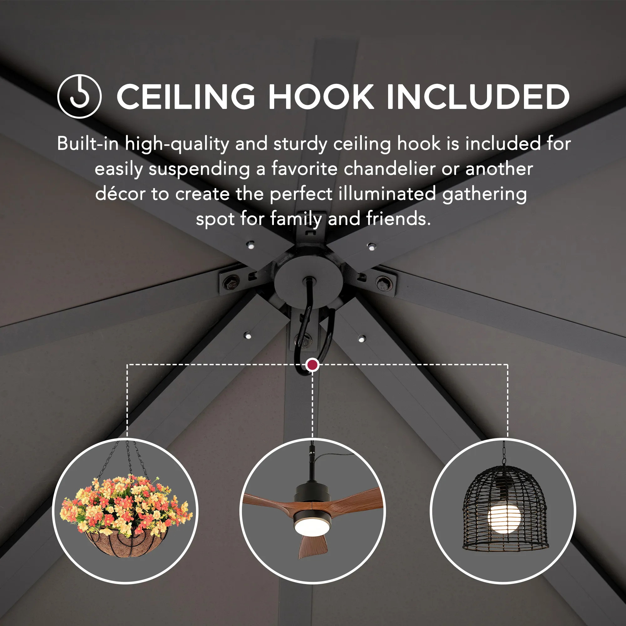 Cedar Wood Gazebo with Solar KAPS - 330cm x 330cm, Brown - Image 7