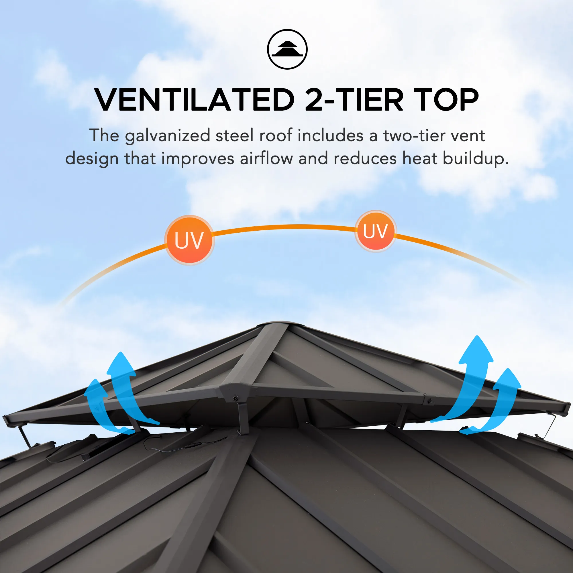 Cedar Wood Gazebo with Solar KAPS - 330cm x 330cm, Brown - Image 9