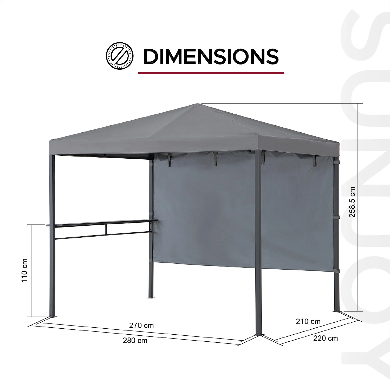 Fabric Whirlpool Gazebo KABRU - 220cm x 280cm - Image 3