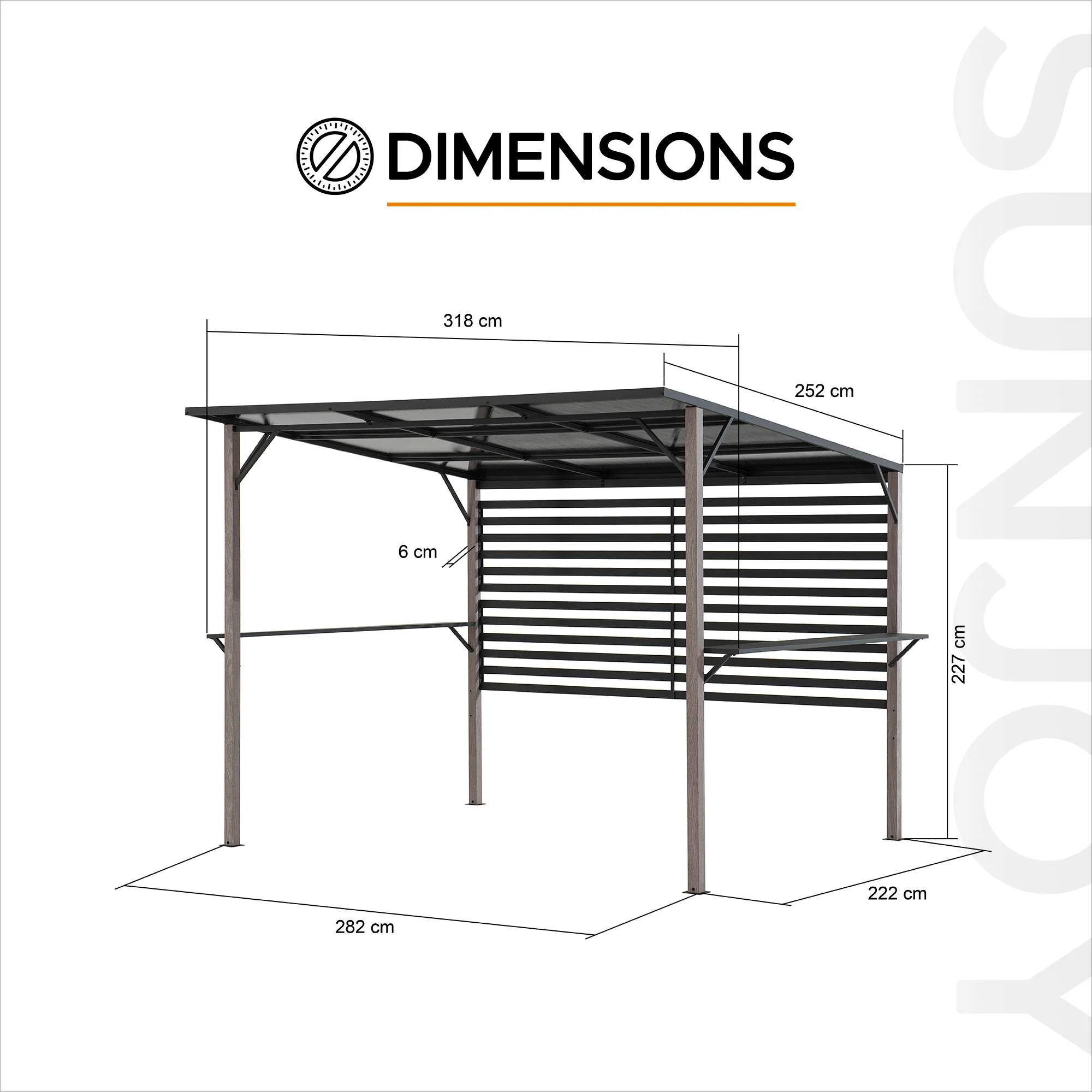 DENALI Steel Whirlpool Pergola - 252cm x 282cm - Image 3