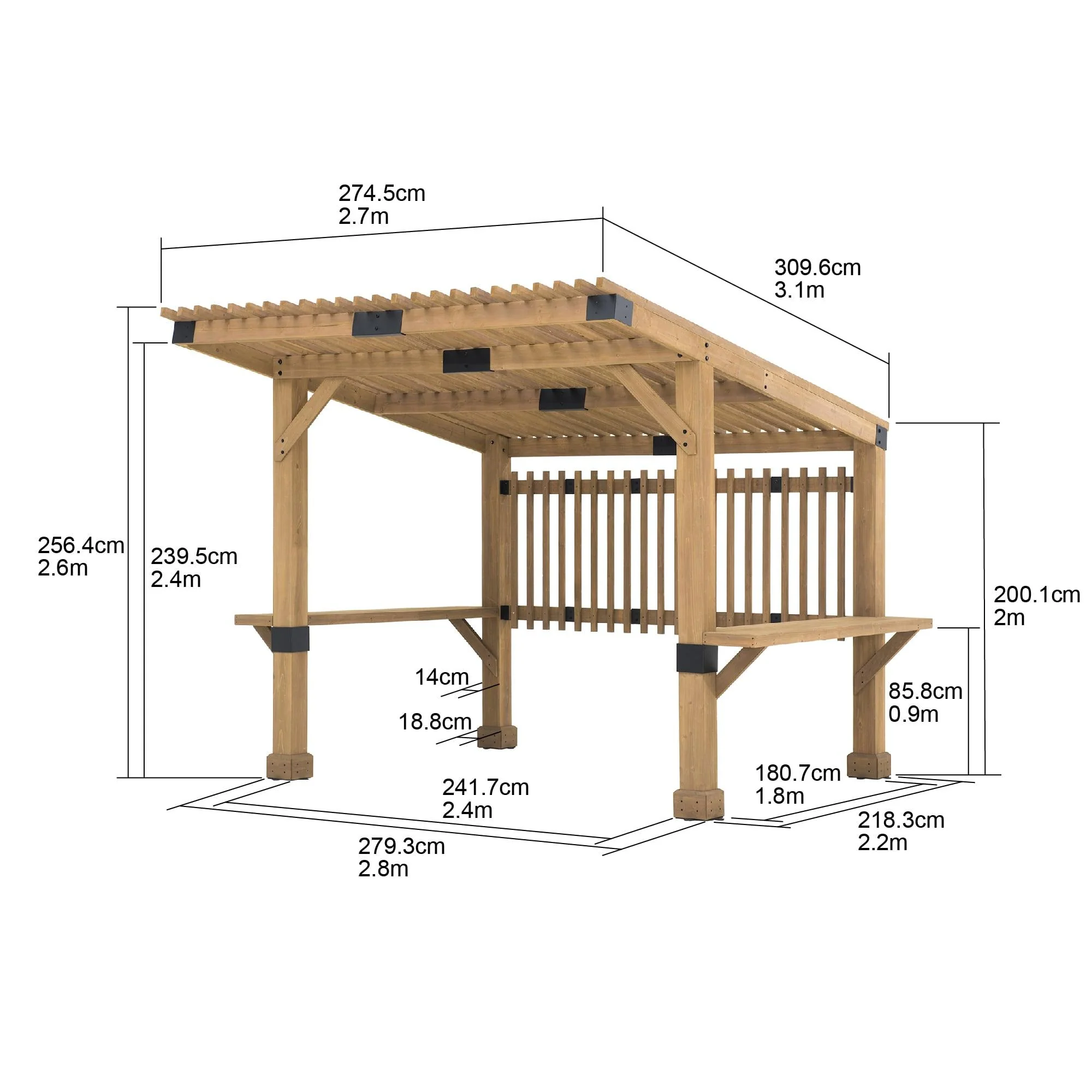 KRONE Cedar Wood Whirlpool Pergola - 275cm x 310cm - Image 4